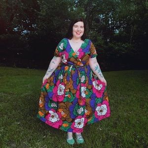 Floral Wrap Midi Dress in Multicolor